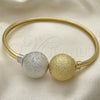 Oro Laminado Individual Bangle, Gold Filled Style Ball Design, Matte Finish, Two Tone, 07.383.0001 (05 MM Thickness, One size fits all)