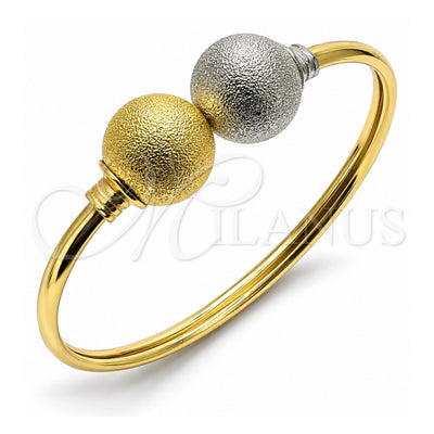 Oro Laminado Individual Bangle, Gold Filled Style Ball Design, Matte Finish, Two Tone, 07.383.0001 (05 MM Thickness, One size fits all)