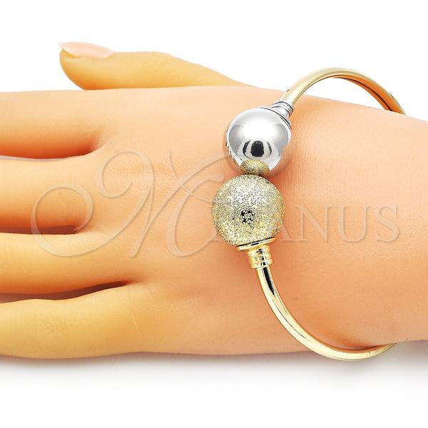 Gold Filled Jewelry — Individual Bangle Ball Design Matte Two Tone 07. — alternate product view — SKU 150907 | Oro Laminado joyería — Individual Bangle Ball diseño Matte Two Tone 07. — SKU 150907