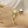 Oro Laminado Individual Bangle, Gold Filled Style Ball Design, Matte Finish, Two Tone, 07.383.0002 (05 MM Thickness, One size fits all)