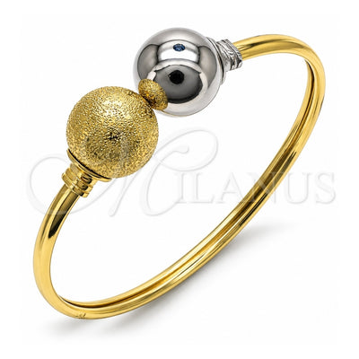 Oro Laminado Individual Bangle, Gold Filled Style Ball Design, Matte Finish, Two Tone, 07.383.0002 (05 MM Thickness, One size fits all)