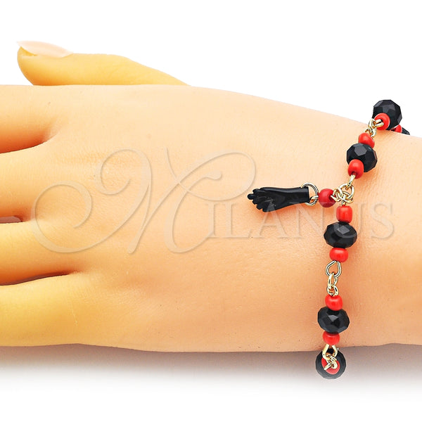Gold Filled Bracelet — Fancy Bracelet Figa Hand Design with Jet and — alternate product view — SKU 150910 | Oro Laminado brazalete — elegante Bracelet Figa Hand diseño with Jet and — SKU 150910