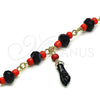 Oro Laminado Fancy Bracelet, Gold Filled Style Figa Hand Design, with Jet and Orange Red Crystal, Polished, Golden Finish, 03.383.0031.07 (08 MM Thickness, 7 Inches Length)