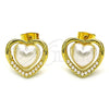Gold Filled Ring — Stud Earring Heart Design with Ivory Pearl Polished — alternate product view — SKU 150915 | Oro Laminado anillo — Stud Earring corazón diseño with Ivory Pearl pulido — SKU 150915