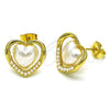 Gold Filled Ring — Stud Earring Heart Design with Ivory Pearl Polished — alternate product view — SKU 150915 | Oro Laminado anillo — Stud Earring corazón diseño with Ivory Pearl pulido — SKU 150915
