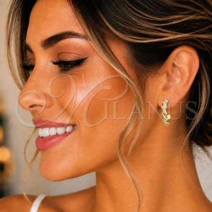 Gold Filled Ring — Stud Earring Twist Design with Ivory Pearl Polished — main product view — SKU 150916 | Oro Laminado anillo — Stud Earring Twist diseño with Ivory Pearl pulido — SKU 150916