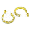 Oro Laminado Stud Earring, Gold Filled Style Twist Design, with Ivory Pearl, Polished, Golden Finish, 02.379.0016