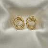 Oro Laminado Stud Earring, Gold Filled Style with Ivory Pearl, Polished, Golden Finish, 02.379.0022