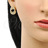 Oro Laminado Stud Earring, Gold Filled Style with Ivory Pearl, Polished, Golden Finish, 02.379.0022