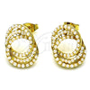 Oro Laminado Stud Earring, Gold Filled Style with Ivory Pearl, Polished, Golden Finish, 02.379.0022