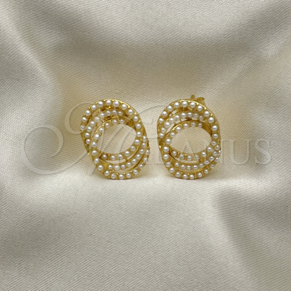 Gold Filled Ring — Stud Earring with Ivory Pearl Polished 02. — alternate product view — SKU 150937 | Oro Laminado anillo — Stud Earring with Ivory Pearl pulido 02. — SKU 150937