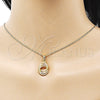 Oro Laminado Earring and Pendant Adult Set, Gold Filled Style with Ivory Pearl, Polished, Golden Finish, 10.379.0050