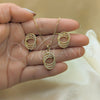Oro Laminado Earring and Pendant Adult Set, Gold Filled Style with Ivory Pearl, Polished, Golden Finish, 10.379.0050