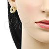 Oro Laminado Stud Earring, Gold Filled Style Love Knot Design, with Ivory Pearl, Polished, Golden Finish, 02.379.0023