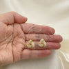 Oro Laminado Stud Earring, Gold Filled Style Love Knot Design, with Ivory Pearl, Polished, Golden Finish, 02.379.0023