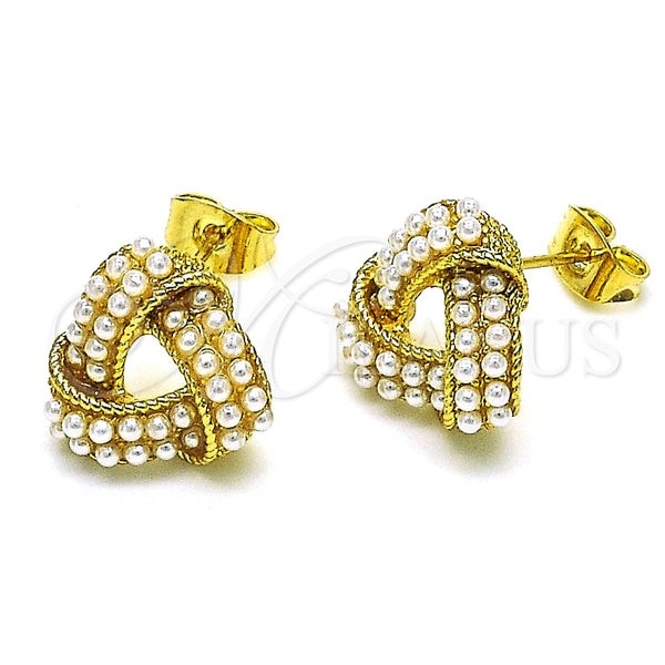 Gold Filled Ring — Stud Earring Love Knot Design with Ivory Pearl — alternate product view — SKU 150939 | Oro Laminado anillo — Stud Earring Love Knot diseño with Ivory Pearl — SKU 150939