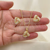 Oro Laminado Earring and Pendant Adult Set, Gold Filled Style Love Knot Design, with Ivory Pearl, Polished, Golden Finish, 10.379.0051