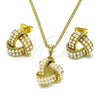 Oro Laminado Earring and Pendant Adult Set, Gold Filled Style Love Knot Design, with Ivory Pearl, Polished, Golden Finish, 10.379.0051