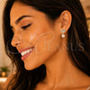 Oro Laminado Stud Earring, Gold Filled Style Heart Design, with Ivory Pearl and Crystal Crystal, Polished, Golden Finish, 02.379.0024