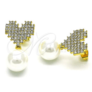 Gold Filled Ring — Stud Earring Heart Design with Ivory Pearl and — main product view — SKU 150941 | Oro Laminado anillo — Stud Earring corazón diseño with Ivory Pearl and — SKU 150941