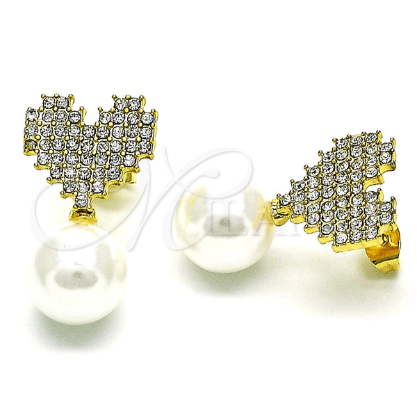 Gold Filled Ring — Stud Earring Heart Design with Ivory Pearl and — main product view — SKU 150941 | Oro Laminado anillo — Stud Earring corazón diseño with Ivory Pearl and — SKU 150941