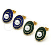 Oro Laminado Stud Earring, Gold Filled Style with Ivory Pearl, Green Enamel Finish, Golden Finish, 02.379.0026.1