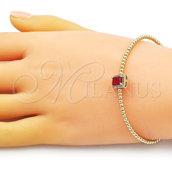 Gold Filled Jewelry — Individual Bangle Ball Design with Garnet Cubic Zirconia — alternate product view — SKU 150956 | Oro Laminado joyería — Individual Bangle Ball diseño with Garnet Cubic Zirconia — SKU 150956