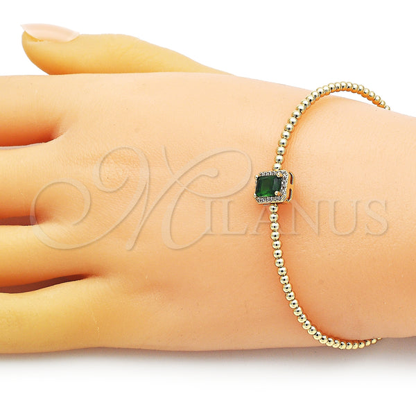 Gold Filled Jewelry — Individual Bangle Ball Design with Green Cubic Zirconia — alternate product view — SKU 150957 | Oro Laminado joyería — Individual Bangle Ball diseño with Green Cubic Zirconia — SKU 150957