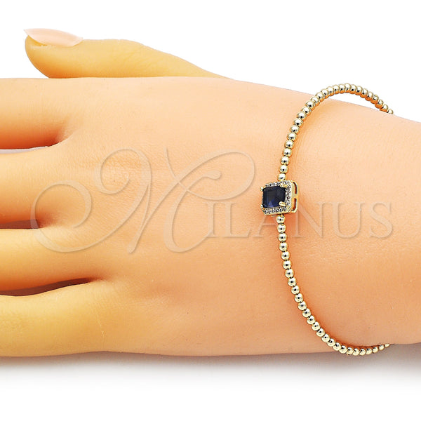 Gold Filled Jewelry — Individual Bangle Ball Design with Sapphire Blue Cubic — alternate product view — SKU 150958 | Oro Laminado joyería — Individual Bangle Ball diseño with Sapphire Blue Cubic — SKU 150958
