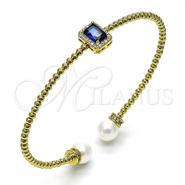 Gold Filled Jewelry — Individual Bangle Ball Design with Sapphire Blue Cubic — main product view — SKU 150958 | Oro Laminado joyería — Individual Bangle Ball diseño with Sapphire Blue Cubic — SKU 150958