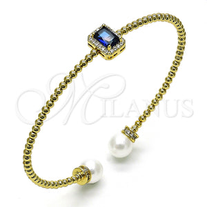 Gold Filled Jewelry — Individual Bangle Ball Design with Sapphire Blue Cubic — main product view — SKU 150958 | Oro Laminado joyería — Individual Bangle Ball diseño with Sapphire Blue Cubic — SKU 150958