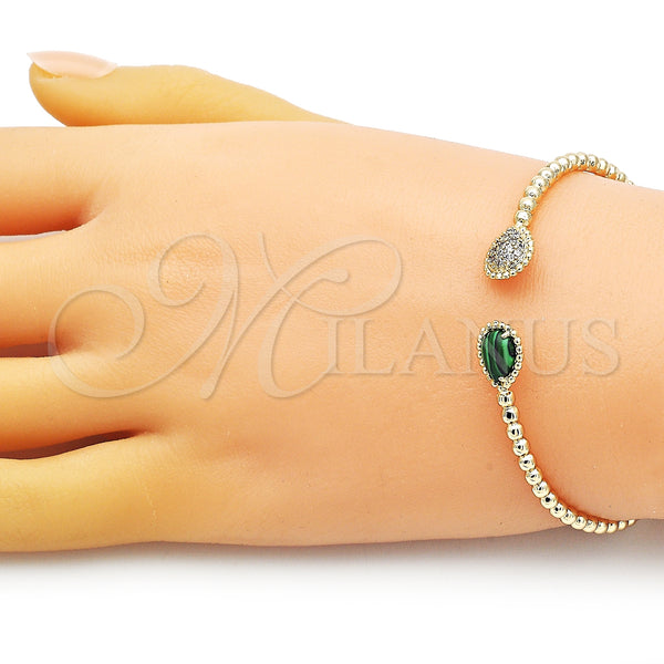 Gold Filled Jewelry — Individual Bangle Teardrop Design with Green Crystal and — main product view — SKU 150960 | Oro Laminado joyería — Individual Bangle Teardrop diseño with Green cristal and — SKU 150960