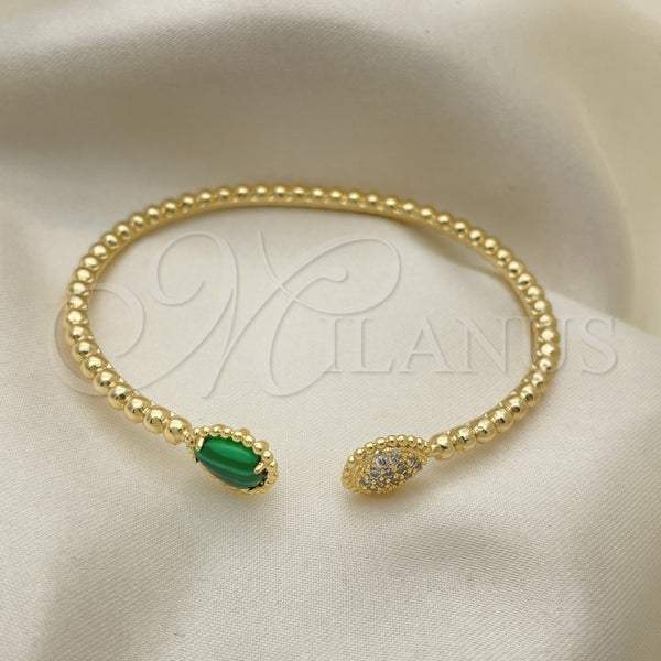 Gold Filled Jewelry — Individual Bangle Teardrop Design with Green Crystal and — alternate product view — SKU 150960 | Oro Laminado joyería — Individual Bangle Teardrop diseño with Green cristal and — SKU 150960