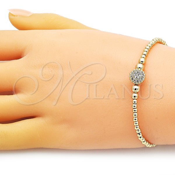 Gold Filled Jewelry — Individual Bangle Ball and Flower Design with White — alternate product view — SKU 150961 | Oro Laminado joyería — Individual Bangle Ball and flor diseño with blanco — SKU 150961
