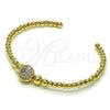 Oro Laminado Individual Bangle, Gold Filled Style Ball and Flower Design, with White Micro Pave, Polished, Golden Finish, 07.228.0003 (03 MM Thickness, One size fits all)