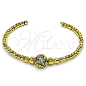 Gold Filled Jewelry — Individual Bangle Ball and Flower Design with White — main product view — SKU 150961 | Oro Laminado joyería — Individual Bangle Ball and flor diseño with blanco — SKU 150961