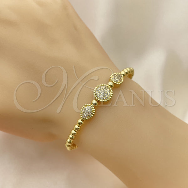 Gold Filled Jewelry — Individual Bangle Ball and Teardrop Design with White — alternate product view — SKU 150966 | Oro Laminado joyería — Individual Bangle Ball and Teardrop diseño with blanco — SKU 150966