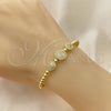 Oro Laminado Individual Bangle, Gold Filled Style Ball and Teardrop Design, with White Micro Pave, Polished, Golden Finish, 07.228.0005 (04 MM Thickness, One size fits all)