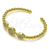 Oro Laminado Individual Bangle, Gold Filled Style Ball and Teardrop Design, with White Micro Pave, Polished, Golden Finish, 07.228.0005 (04 MM Thickness, One size fits all)