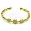 Oro Laminado Individual Bangle, Gold Filled Style Ball and Teardrop Design, with White Micro Pave, Polished, Golden Finish, 07.228.0005 (04 MM Thickness, One size fits all)