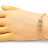 Oro Laminado Individual Bangle, Gold Filled Style Ball Design, with White Micro Pave, Polished, Golden Finish, 07.228.0006 (03 MM Thickness, One size fits all)