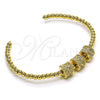 Oro Laminado Individual Bangle, Gold Filled Style Ball Design, with White Micro Pave, Polished, Golden Finish, 07.228.0006 (03 MM Thickness, One size fits all)
