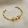 Oro Laminado Individual Bangle, Gold Filled Style Ball Design, with White Micro Pave, Polished, Golden Finish, 07.228.0006 (03 MM Thickness, One size fits all)