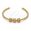 Oro Laminado Individual Bangle, Gold Filled Style Ball Design, with White Micro Pave, Polished, Golden Finish, 07.228.0006 (03 MM Thickness, One size fits all)