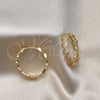 Oro Laminado Huggie Hoop, Gold Filled Style Twist Design, with White Micro Pave, Polished, Golden Finish, 02.195.0162.30