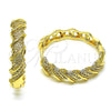 Oro Laminado Huggie Hoop, Gold Filled Style Twist Design, with White Micro Pave, Polished, Golden Finish, 02.195.0162.30
