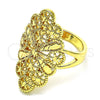 Oro Laminado Elegant Ring, Gold Filled Style Bow and Filigree Design, Diamond Cutting Finish, Golden Finish, 01.233.0027.07 (Size 7)
