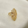 Oro Laminado Elegant Ring, Gold Filled Style Bow and Filigree Design, Diamond Cutting Finish, Golden Finish, 01.233.0027.08 (Size 8)
