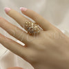 Oro Laminado Elegant Ring, Gold Filled Style Bow and Filigree Design, Diamond Cutting Finish, Golden Finish, 01.233.0027.09 (Size 9)