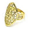 Oro Laminado Elegant Ring, Gold Filled Style Sun and Filigree Design, Diamond Cutting Finish, Golden Finish, 01.233.0028.07 (Size 7)